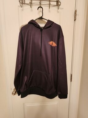 Men's Black Hoodie with Orange Lotus Accent